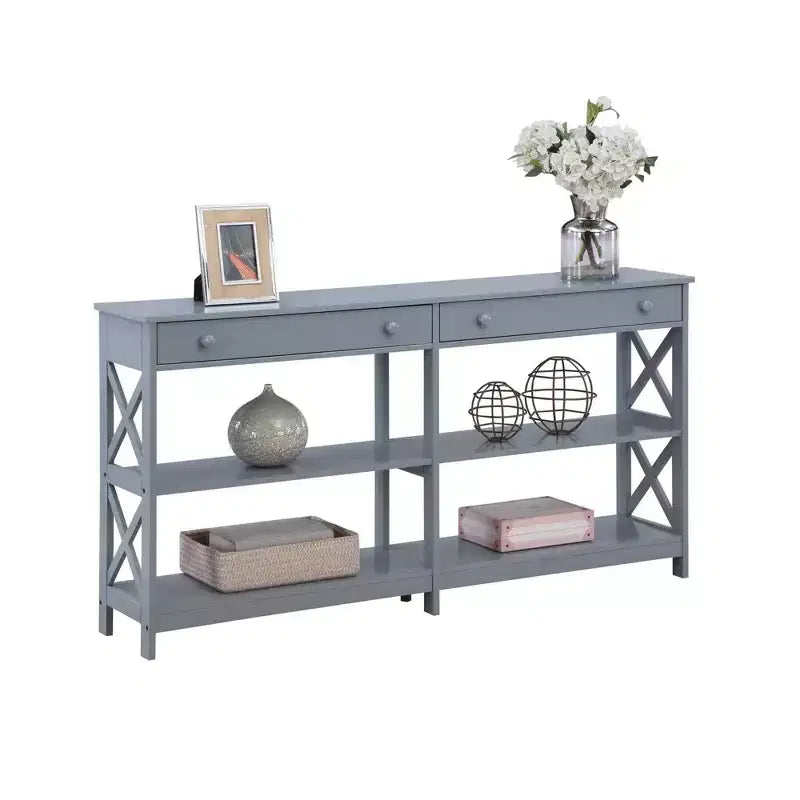 60 Oxford 2 Drawer Console Table with Shelves - Breighton Home