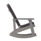 Flash Furniture Savannah Set di 2 Sedie a Dondolo Adirondack in Legno di Poliresina per Tutte le Stagioni con Cuscini per Terrazzo, Portico e Patio