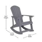 Flash Furniture Savannah Set di 2 Sedie a Dondolo Adirondack in Legno di Poliresina per Tutte le Stagioni con Cuscini per Terrazzo, Portico e Patio