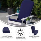 Flash Furniture Savannah Set di 2 Sedie a Dondolo Adirondack in Legno di Poliresina per Tutte le Stagioni con Cuscini per Terrazzo, Portico e Patio