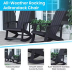 Flash Furniture Savannah Set di 2 Sedie a Dondolo Adirondack in Legno di Poliresina per Tutte le Stagioni con Cuscini per Terrazzo, Portico e Patio