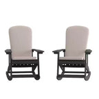 Flash Furniture Savannah Set di 2 Sedie a Dondolo Adirondack in Legno di Poliresina per Tutte le Stagioni con Cuscini per Terrazzo, Portico e Patio