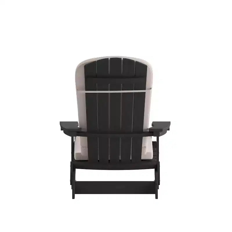 Flash Furniture Charlestown Set of 2 All-Weather Poly Resin Indoor/Outdoor Folding Adirondack Chairs with Cushions for Deck, Porch, and Patio