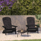 Flash Furniture Charlestown Set of 2 All-Weather Poly Resin Indoor/Outdoor Folding Adirondack Chairs with Cushions for Deck, Porch, and Patio