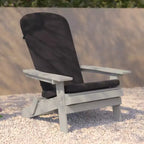 Flash Furniture Charlestown Set of 2 All-Weather Poly Resin Indoor/Outdoor Folding Adirondack Chairs with Cushions for Deck, Porch, and Patio