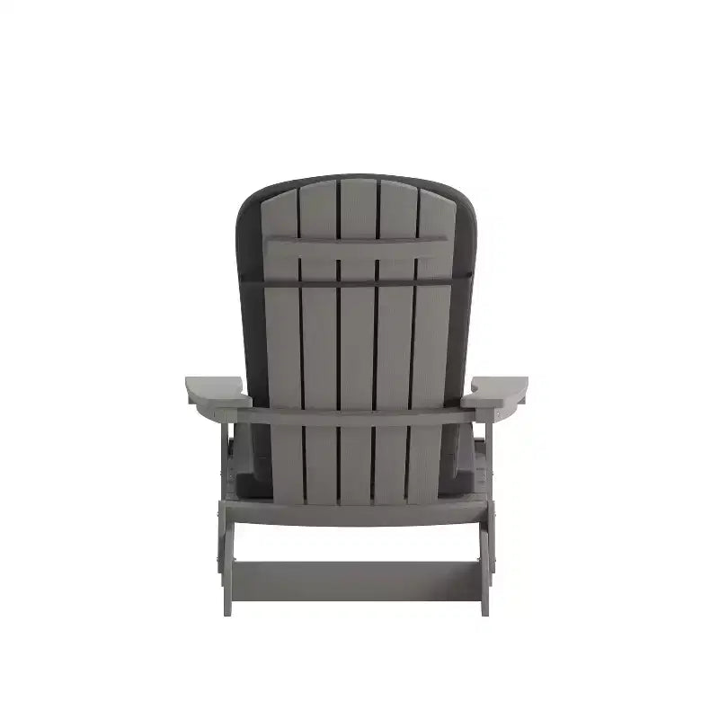 Flash Furniture Charlestown Set of 2 All-Weather Poly Resin Indoor/Outdoor Folding Adirondack Chairs with Cushions for Deck, Porch, and Patio