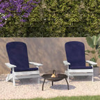 Flash Furniture Charlestown Set of 2 All-Weather Poly Resin Indoor/Outdoor Folding Adirondack Chairs with Cushions for Deck, Porch, and Patio