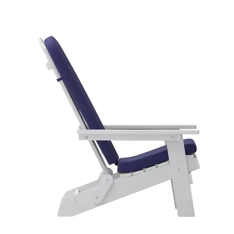 Flash Furniture Charlestown Set of 2 All-Weather Poly Resin Indoor/Outdoor Folding Adirondack Chairs with Cushions for Deck, Porch, and Patio
