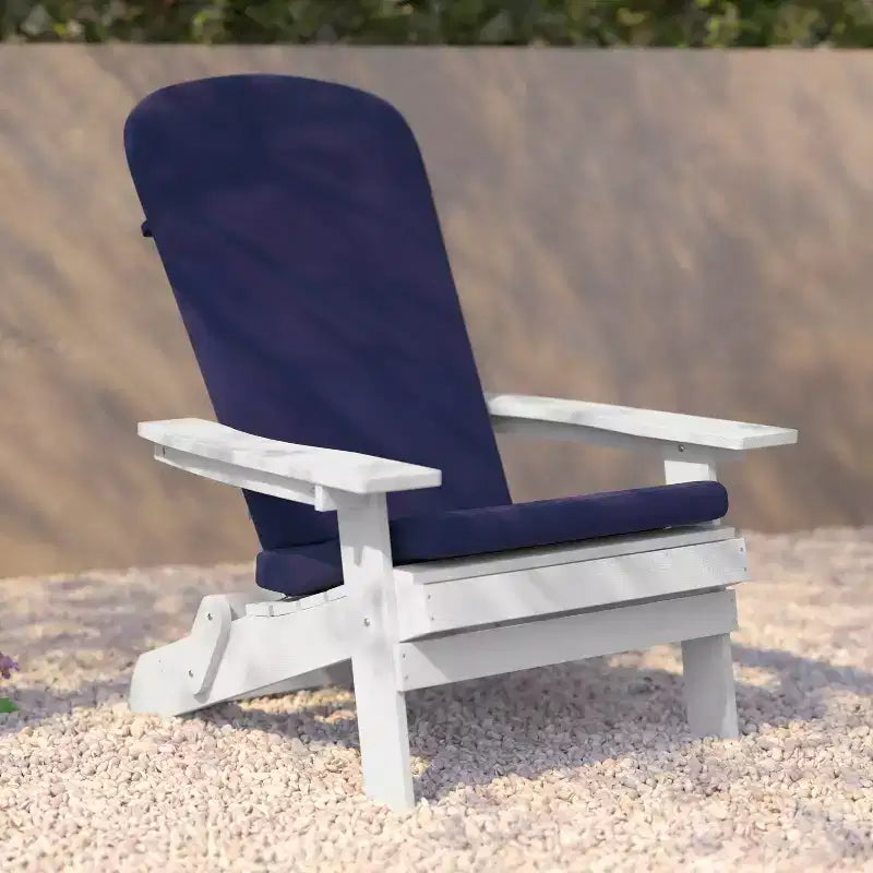 Flash Furniture Charlestown Set of 2 All-Weather Poly Resin Indoor/Outdoor Folding Adirondack Chairs with Cushions for Deck, Porch, and Patio