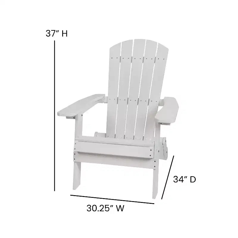 Flash Furniture Charlestown Set of 2 All-Weather Poly Resin Indoor/Outdoor Folding Adirondack Chairs with Cushions for Deck, Porch, and Patio