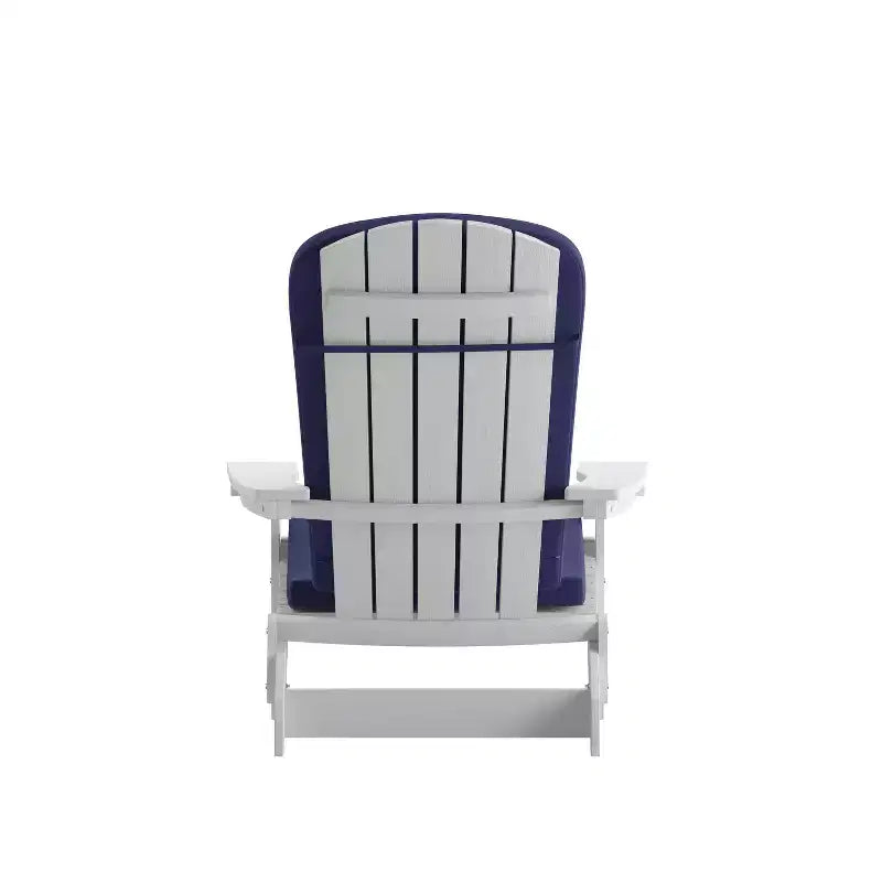 Flash Furniture Charlestown Set of 2 All-Weather Poly Resin Indoor/Outdoor Folding Adirondack Chairs with Cushions for Deck, Porch, and Patio