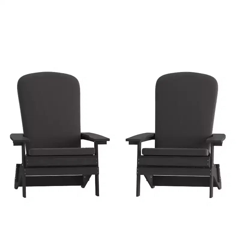 Flash Furniture Charlestown Set di 2 Sedie Adirondack Pieghevoli per Interni/Esterni in Poliresina per Tutte le Stagioni con Cuscini per Terrazza, Portico e Patio