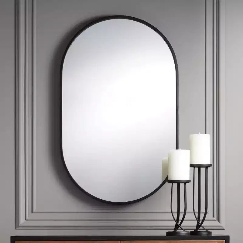 Specchio Decorativo da Parete Uttermost Rapido Ovale per Vanity con Cornice in Ferro Nero Opaco Moderno 24 Largo per Bagno Camera da Letto Soggiorno Ufficio Casa Ingresso