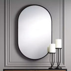 Specchio Decorativo da Parete Uttermost Rapido Ovale per Vanity con Cornice in Ferro Nero Opaco Moderno 24 Largo per Bagno Camera da Letto Soggiorno Ufficio Casa Ingresso