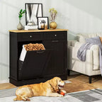 Costway Wooden Kitchen Trash Cabinet Tilt Out Bin Holder w/ Drawer & Storage Shelf Black/White/Coffee/Gray