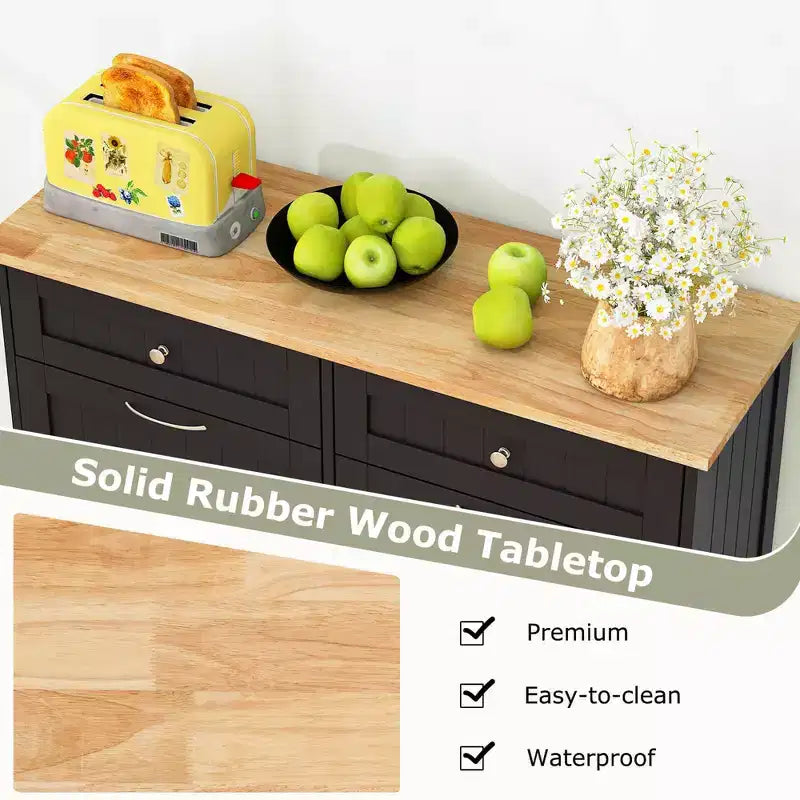 Costway Wooden Kitchen Trash Cabinet Tilt Out Bin Holder w/ Drawer & Storage Shelf Black/White/Coffee/Gray