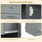 Costway Wooden Kitchen Trash Cabinet Tilt Out Bin Holder w/ Drawer & Storage Shelf Black/White/Coffee/Gray