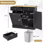 Costway Wooden Kitchen Trash Cabinet Tilt Out Bin Holder w/ Drawer & Storage Shelf Black/White/Coffee/Gray