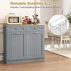 Costway Wooden Kitchen Trash Cabinet Tilt Out Bin Holder w/ Drawer & Storage Shelf Black/White/Coffee/Gray