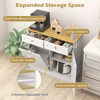 Costway Wooden Kitchen Trash Cabinet Tilt Out Bin Holder w/ Drawer & Storage Shelf Black/White/Coffee/Gray