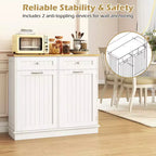 Costway Wooden Kitchen Trash Cabinet Tilt Out Bin Holder w/ Drawer & Storage Shelf Black/White/Coffee/Gray