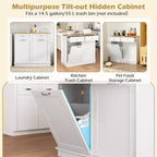 Costway Wooden Kitchen Trash Cabinet Tilt Out Bin Holder w/ Drawer & Storage Shelf Black/White/Coffee/Gray