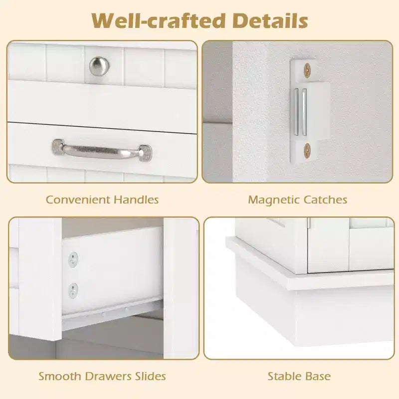 Costway Wooden Kitchen Trash Cabinet Tilt Out Bin Holder w/ Drawer & Storage Shelf Black/White/Coffee/Gray