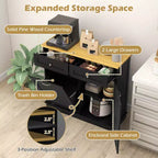 Costway Wooden Kitchen Trash Cabinet Tilt Out Bin Holder w/ Drawer & Storage Shelf Black/White/Coffee/Gray