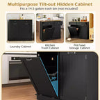 Costway Wooden Kitchen Trash Cabinet Tilt Out Bin Holder w/ Drawer & Storage Shelf Black/White/Coffee/Gray