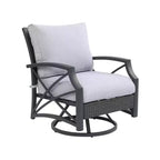 Kinger Home 2-piece Rattan Wicker Outdoor Swivel Chair Set With A Grey Cast Aluminum Frame