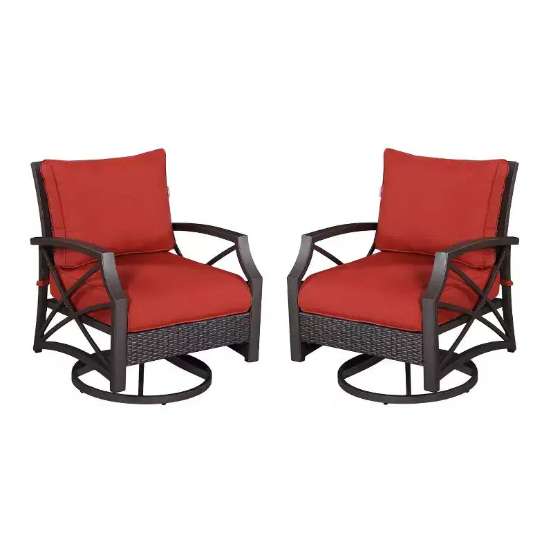 Set di 2 sedie da esterno girevoli in rattan di Kinger Home con struttura in alluminio pressofuso grigio