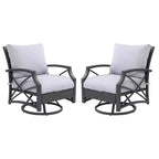 Set di 2 sedie da esterno girevoli in rattan di Kinger Home con struttura in alluminio pressofuso grigio