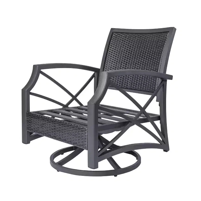 Set di 2 sedie da esterno girevoli in rattan di Kinger Home con struttura in alluminio pressofuso grigio