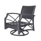 Set di 2 sedie da esterno girevoli in rattan di Kinger Home con struttura in alluminio pressofuso grigio