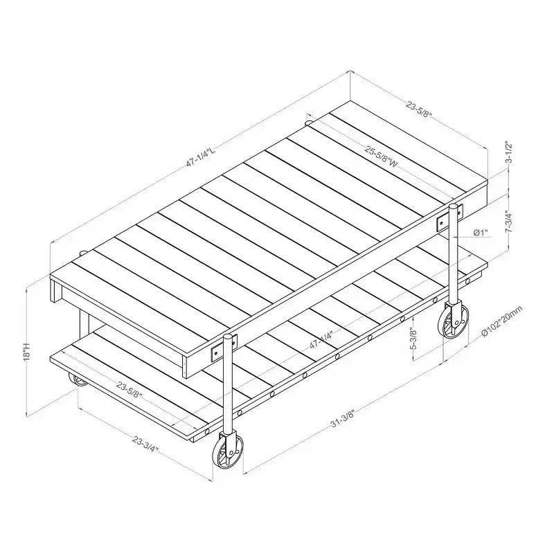 Huntingdale Industrial 1 Shelf Coffee Table - miBasics