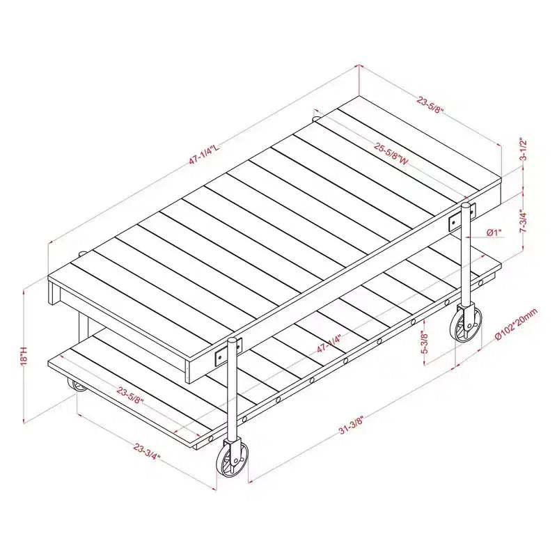 Huntingdale Industrial 1 Shelf Coffee Table - miBasics