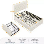 Yaheetech Upholstered Faux Leather Bed Frame with Adjustable Headboard