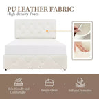 Yaheetech Upholstered Faux Leather Bed Frame with Adjustable Headboard
