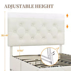 Yaheetech Upholstered Faux Leather Bed Frame with Adjustable Headboard