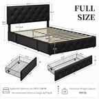 Yaheetech Upholstered Faux Leather Bed Frame with Adjustable Headboard