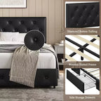 Yaheetech Upholstered Faux Leather Bed Frame with Adjustable Headboard