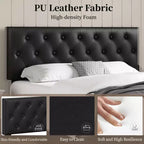 Yaheetech Upholstered Faux Leather Bed Frame with Adjustable Headboard