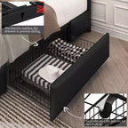 Yaheetech Upholstered Faux Leather Bed Frame with Adjustable Headboard