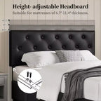 Yaheetech Upholstered Faux Leather Bed Frame with Adjustable Headboard