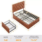 Yaheetech Upholstered Faux Leather Bed Frame with Adjustable Headboard