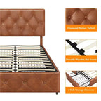 Yaheetech Upholstered Faux Leather Bed Frame with Adjustable Headboard