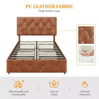 Yaheetech Upholstered Faux Leather Bed Frame with Adjustable Headboard
