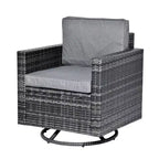 Outsunny Sedia a Dondolo Girevole da Esterno, Sedia da Pranzo in Rattan PE, Dondolo da Giardino Girevole a 360 Gradi con Cuscini, Acciaio