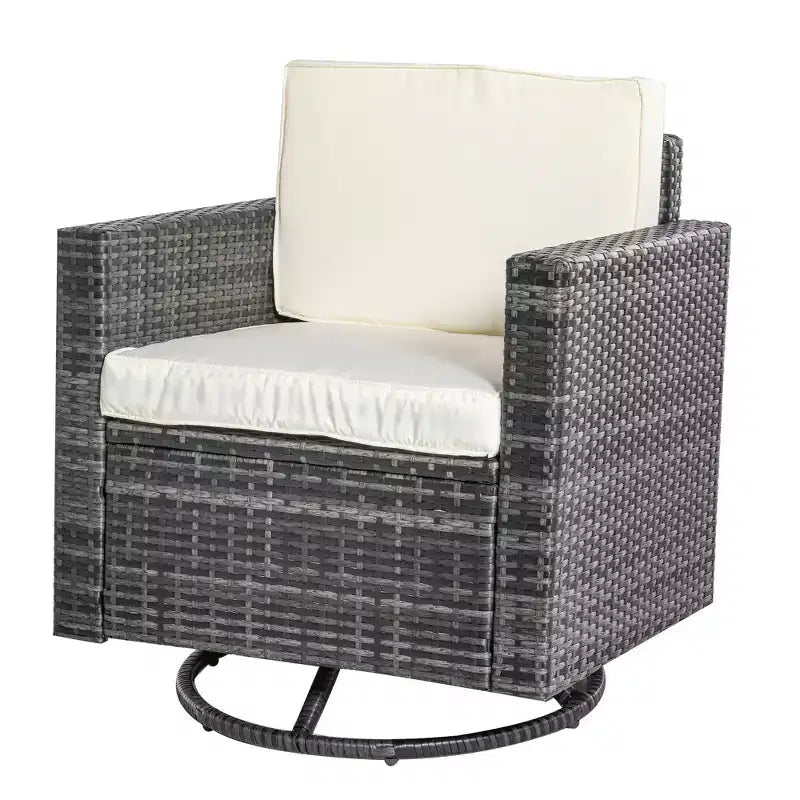 Outsunny Sedia a Dondolo Girevole da Esterno, Sedia da Pranzo in Rattan PE, Dondolo da Giardino Girevole a 360 Gradi con Cuscini, Acciaio