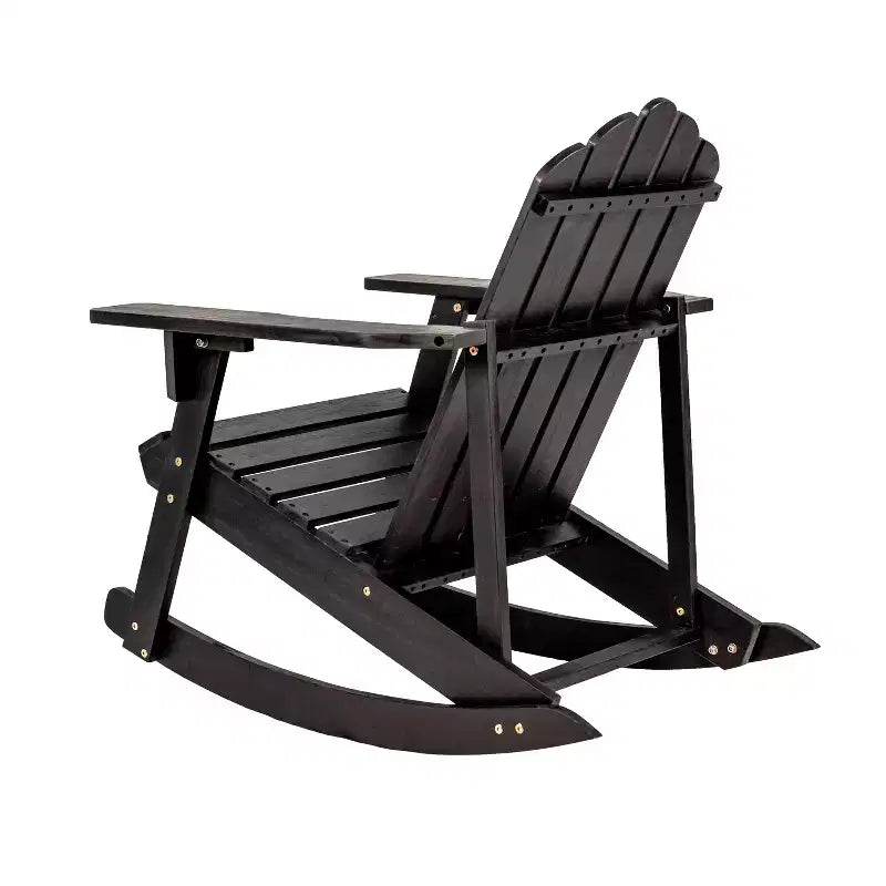 Kiawah Outdoor Patio Classic Acacia Wood Adirondack Rocking Chair -JONATHAN Y
